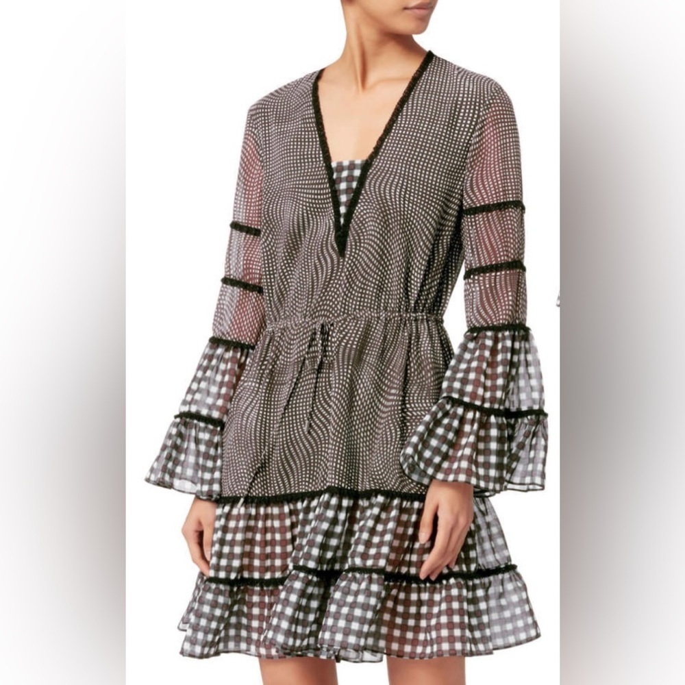 EUC Jonathan Simkhai- Swim Smocked Mixed Mini Dress. Size XS - Picture 2 of 10